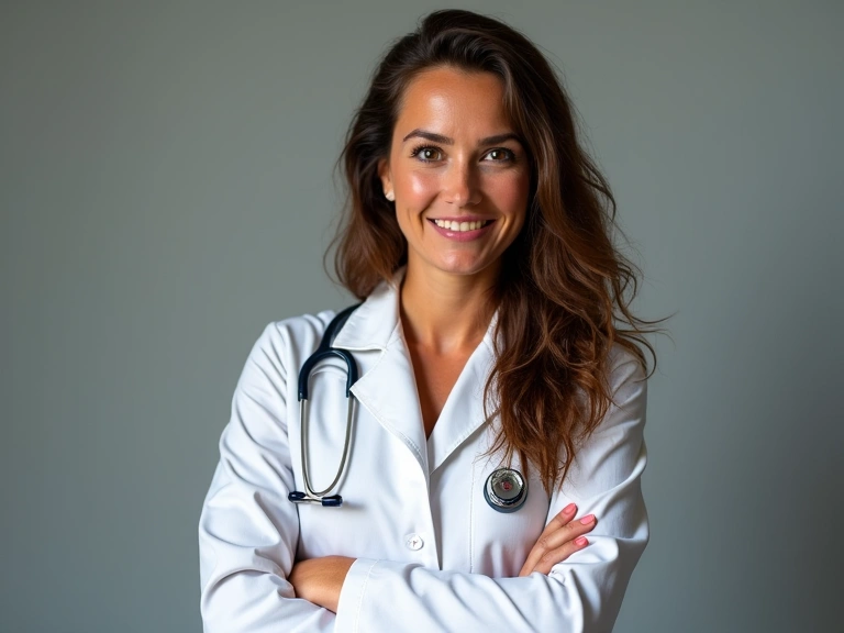 Ritratto professionale di una nutrizionista, amichevole e accessibile, senza testo.